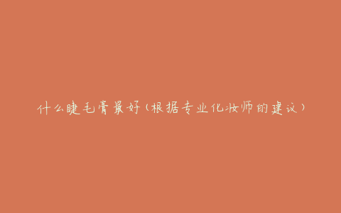 什么睫毛膏最好(根据专业化妆师的建议)