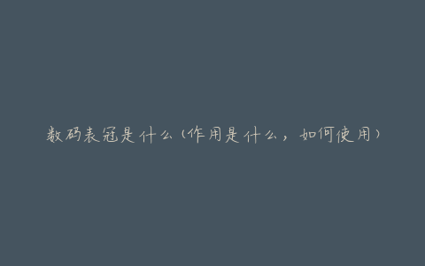 数码表冠是什么(作用是什么，如何使用)