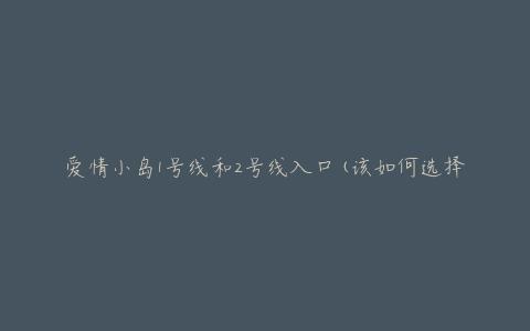 爱情小岛1号线和2号线入口(该如何选择最佳入口)