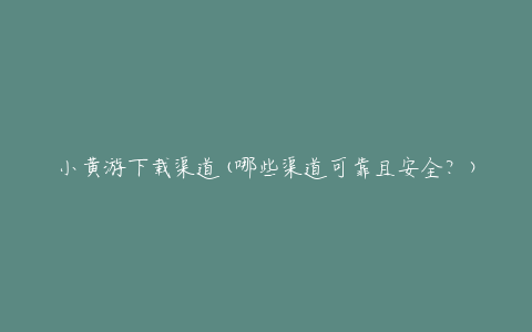小黄游下载渠道(哪些渠道可靠且安全?)