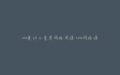 sxn是什么意思网络用语(sxn网络语啥意思)