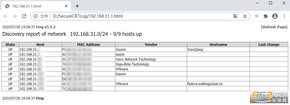 fing网络扫描仪查看网络摄像头