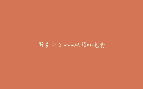 野花社区www视频api免费