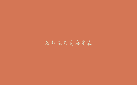 谷歌应用商店安装