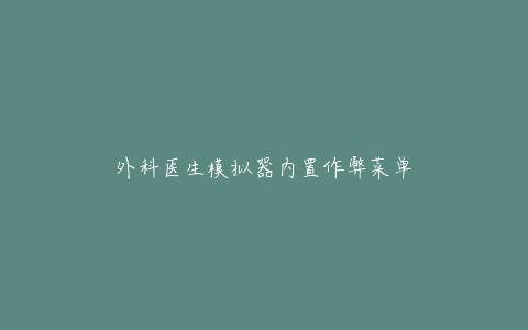 外科医生模拟器内置作弊菜单