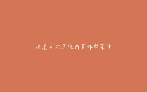 被遗弃的医院内置作弊菜单