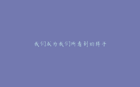 我们成为我们所看到的样子